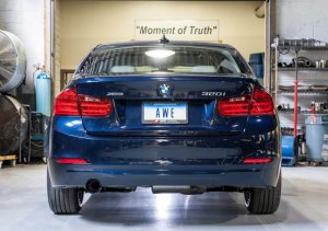 BMW 320i Performance Exhaust - Single Side - AWE Tuning - Touring Edition + Performance Mid Pipe - Diamond Black - `13-`18